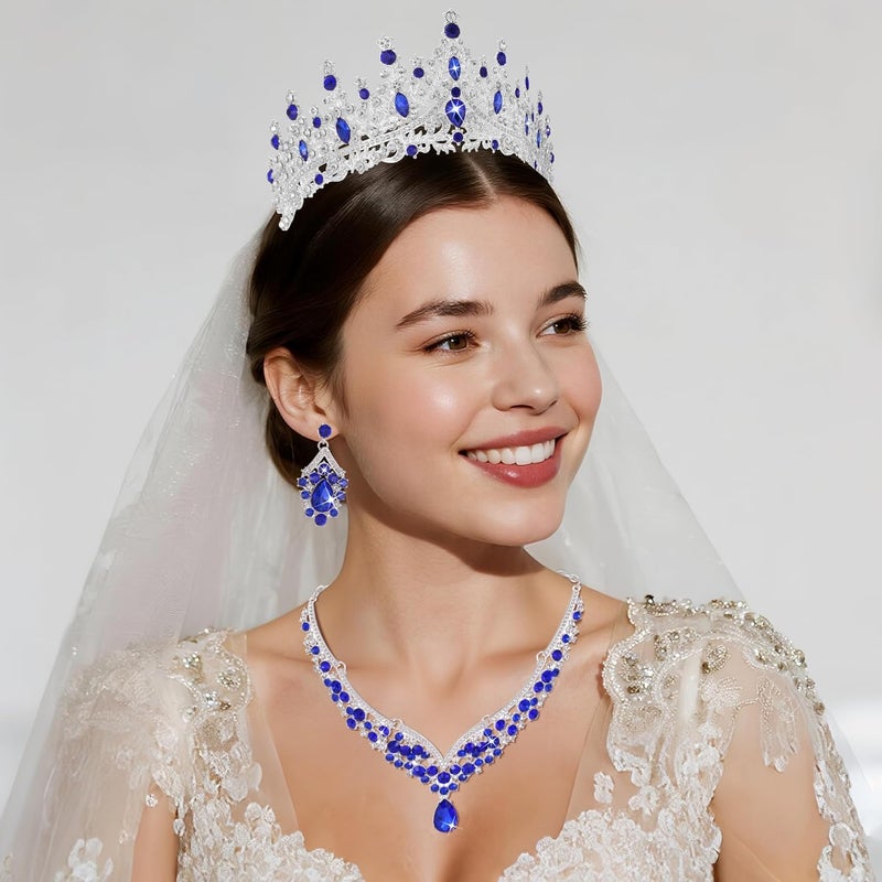 Kamirola Tiaras and Crowns for Women,Tiaras Earrings Necklace, Crystal Bridal Jewelry Set, Costume Party Halloween Prom Pageant Jewelry for Women (TR28) - Image 4